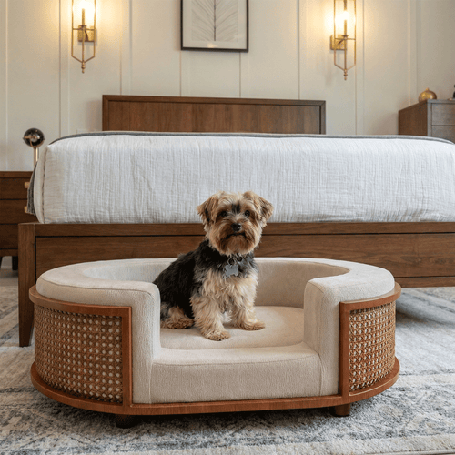 Gracie Rattan Pet Bed Walnut 使用イメージ