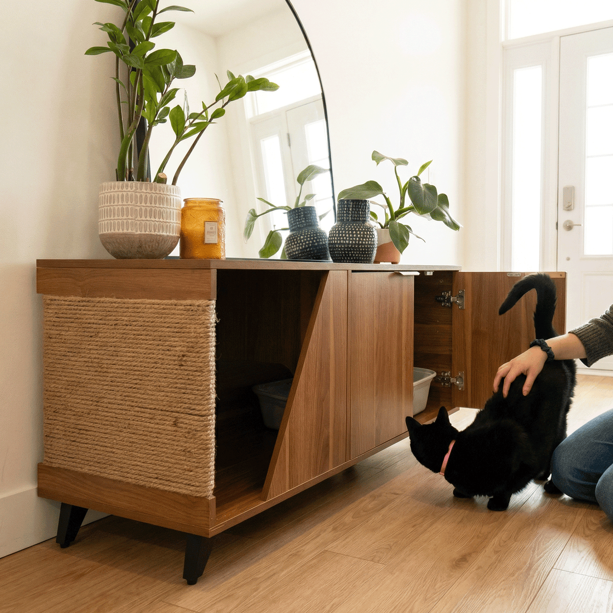 Jessie Litter Cabinet Walnut lifestyle